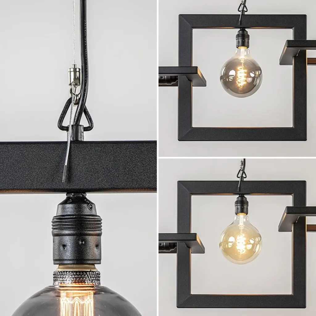 Straluma Industriële hanglamp mat zwart metalen frame> Eettafellampen|Keukenverlichting