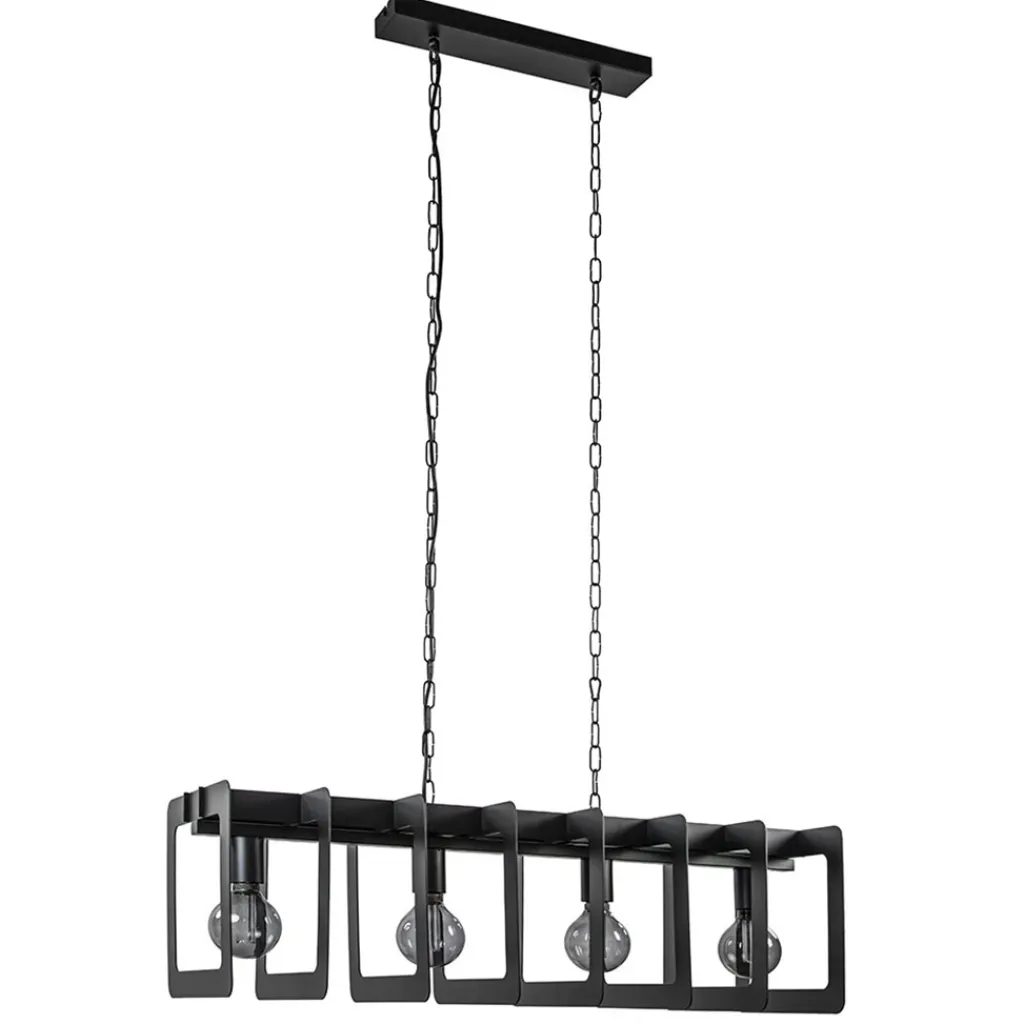 Straluma Industriële hanglamp squares mat zwart metaal> Eettafellampen|Keukenverlichting