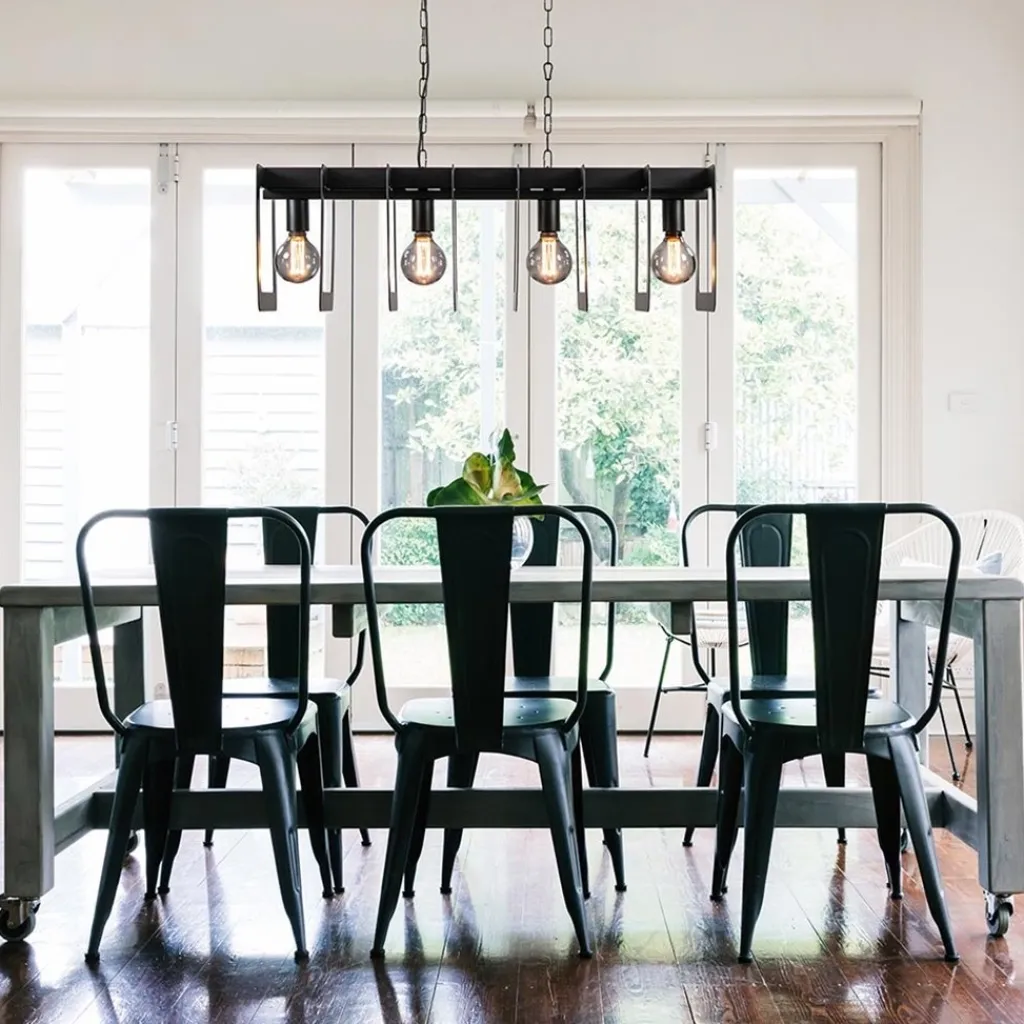 Straluma Industriële hanglamp squares mat zwart metaal> Eettafellampen|Keukenverlichting