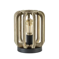 Straluma Industriële tafellamp houten kooi met mat zwart> Tafellampen|Kooilampen