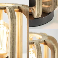 Straluma Industriële tafellamp houten kooi met mat zwart><noscript><img width=