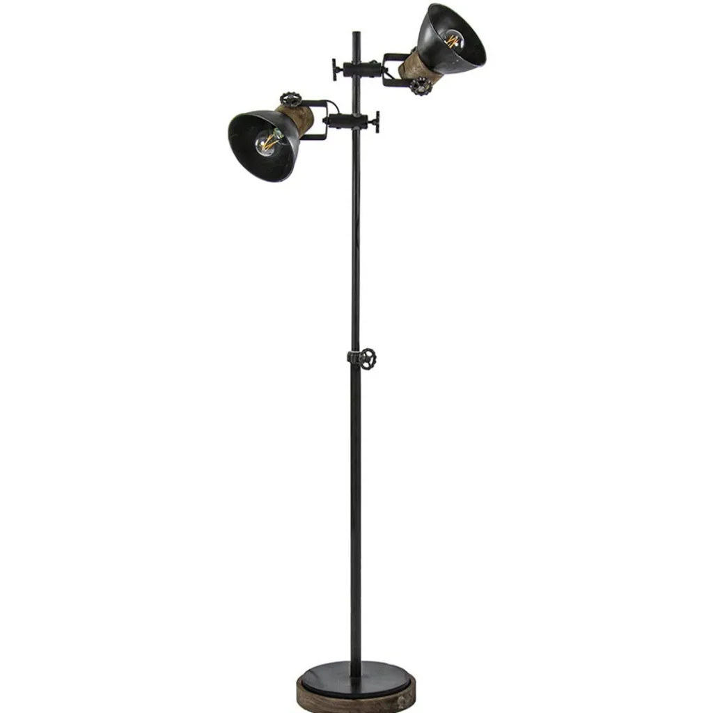 Straluma Industriële vloerlamp Jody metaal met hout> Light and Living|Industriële Verlichting