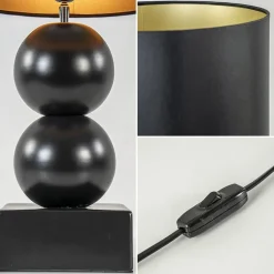 Straluma Keramieken tafellamp bollen zwart met kap><noscript><img width=