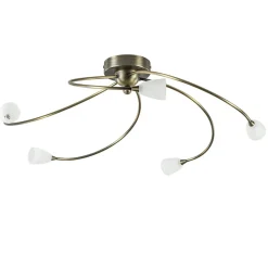 Straluma Klassieke plafondlamp brons met wit gevlamd glas> Plafondlampen|Halverlichting