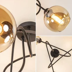 Straluma Klassieke plafondlamp 3-lichts met amber glas><noscript><img width=