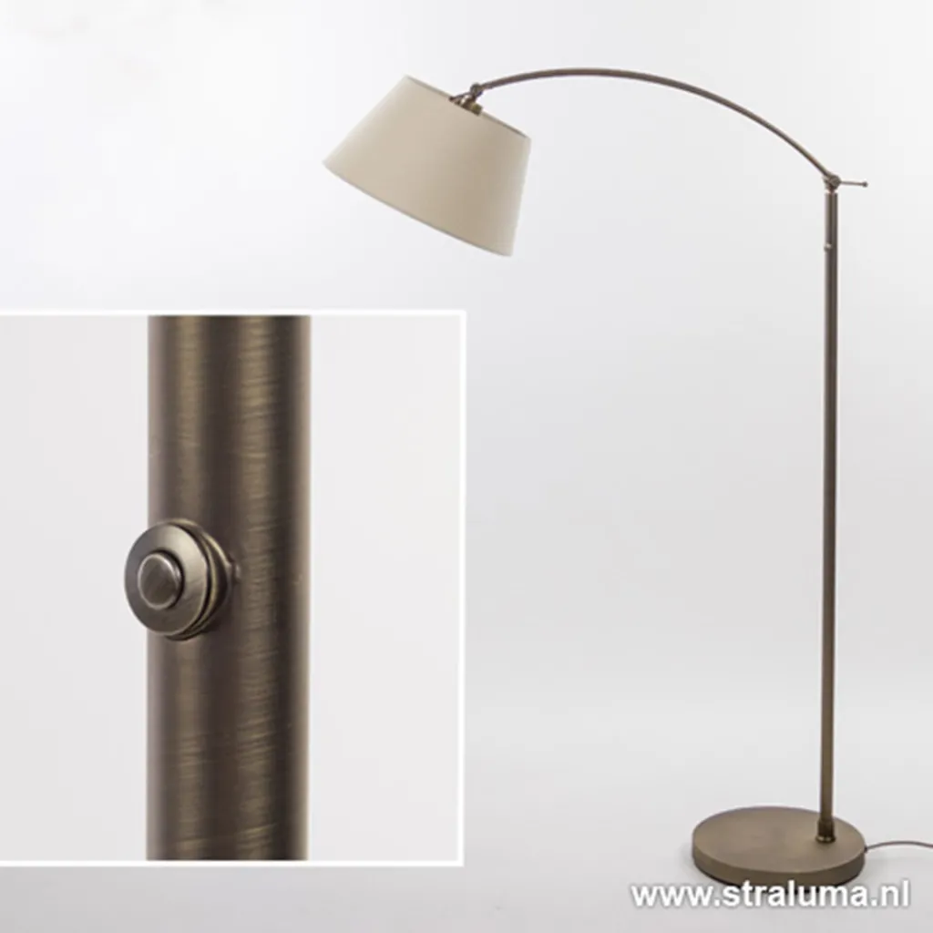Straluma Klassieke vloerlamp brons met creme kap> Leeslampen|Woonkamerlampen