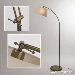 Straluma Klassieke vloerlamp brons met creme kap><noscript><img width=