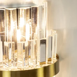 Straluma Klassieke wandlamp brushed brass met helder kristal><noscript><img width=