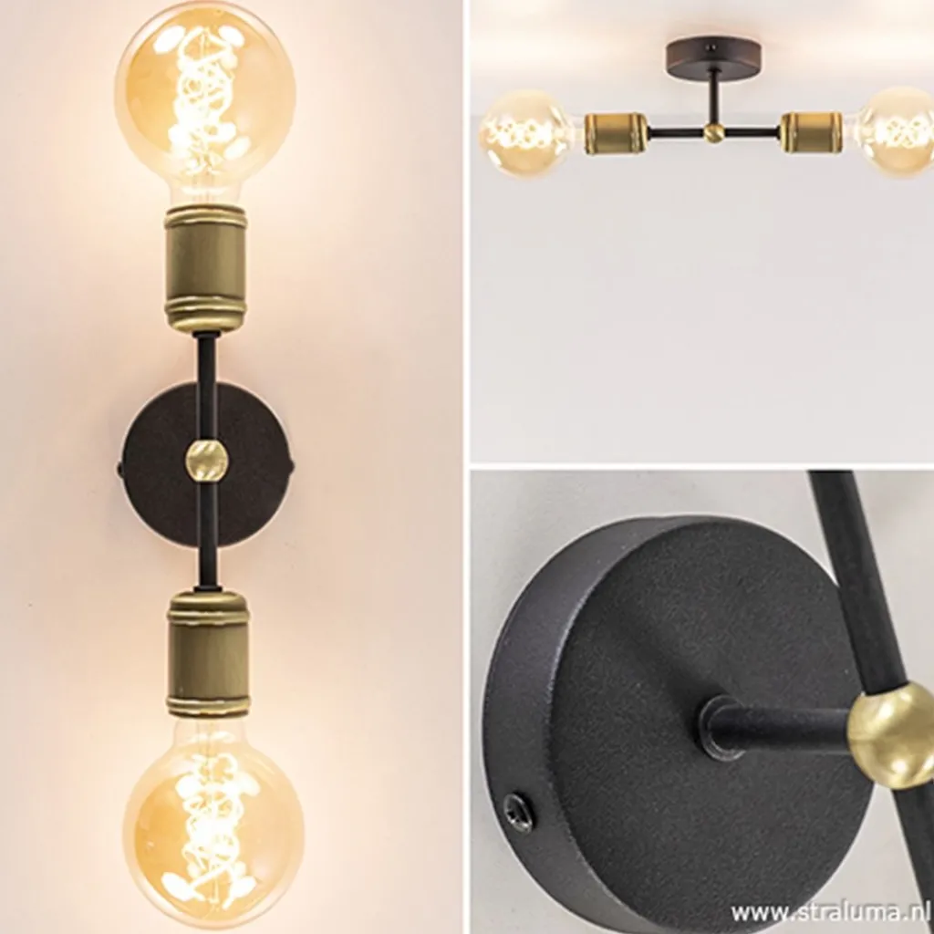 Straluma Klassieke wandlamp zwart-antiek brons> Woonkamerlampen|Slaapkamerlampen