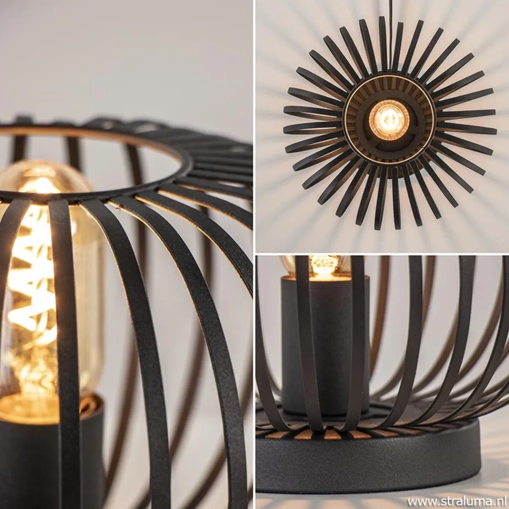 Straluma Kleine draad tafellamp modern mat zwart> Draadlampen|Woonkamerlampen