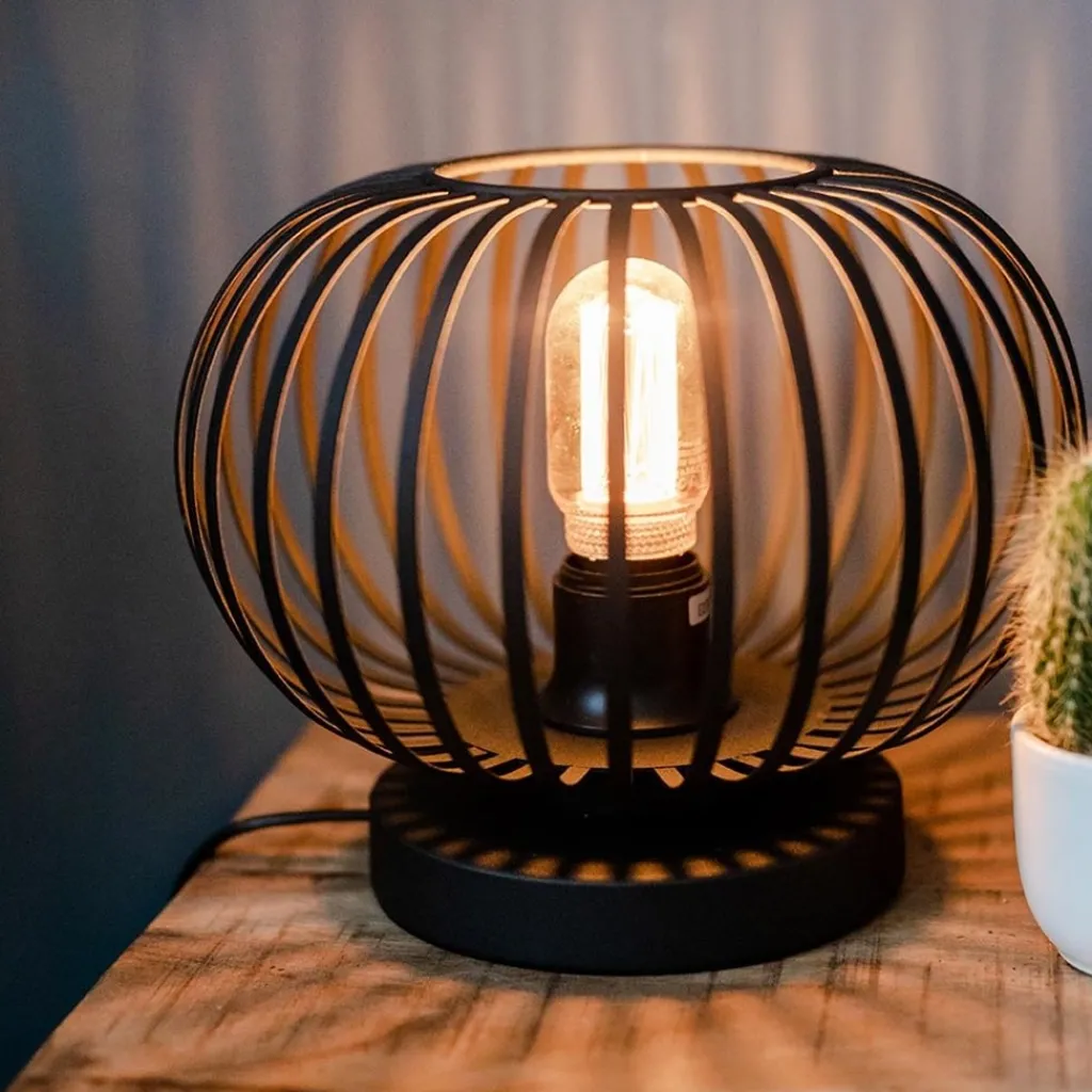 Straluma Kleine draad tafellamp modern mat zwart> Draadlampen|Woonkamerlampen