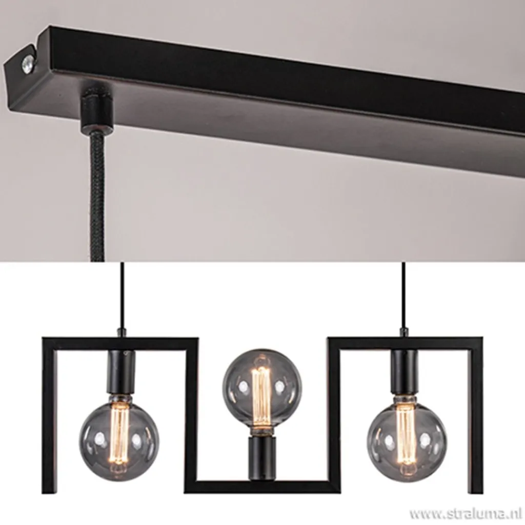 Straluma Kleine eettafel hanglamp zwart frame> Eettafellampen|Pendel Lampen