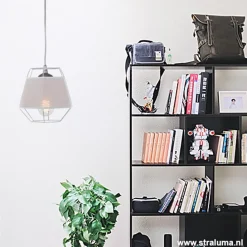 Straluma Kleine grijze hanglamp draad met stof><noscript><img width=