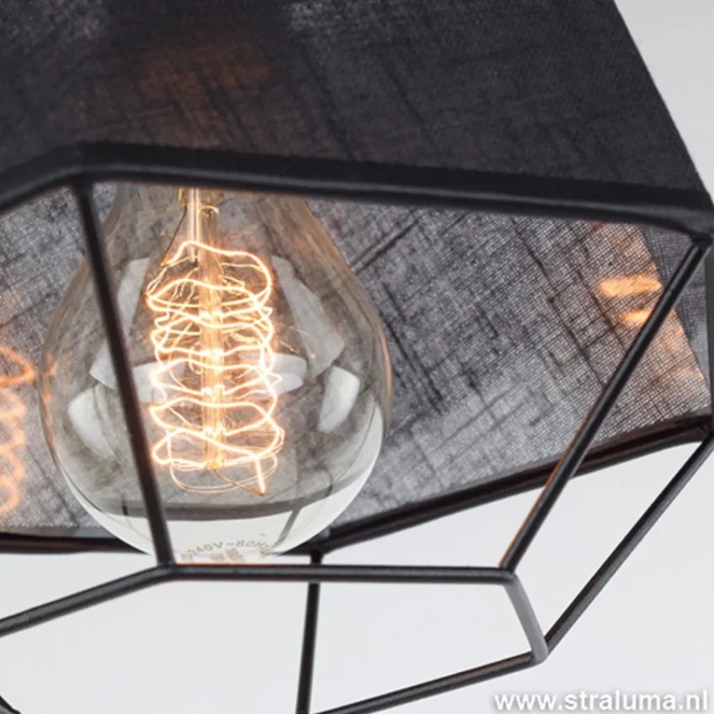 Straluma Kleine hanglamp draad zwart met stof> Draadlampen|Pendel Lampen