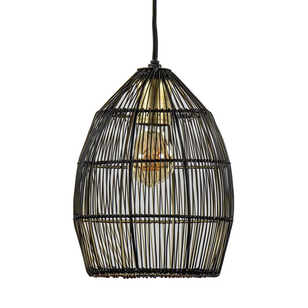 Straluma Kleine hanglamp Meya zwart met goud draad> Draadlampen|Light and Living