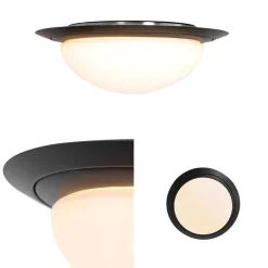 Straluma Kleine LED plafondlamp zwart met wit glas IP44><noscript><img width=