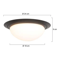 Straluma Kleine LED plafondlamp zwart met wit glas IP44><noscript><img width=