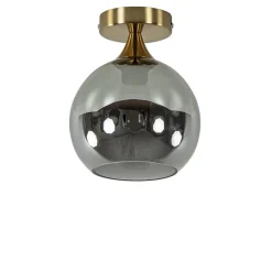 Straluma Kleine plafondlamp goud met smoke glas> Plafondlampen|Retro Verlichting