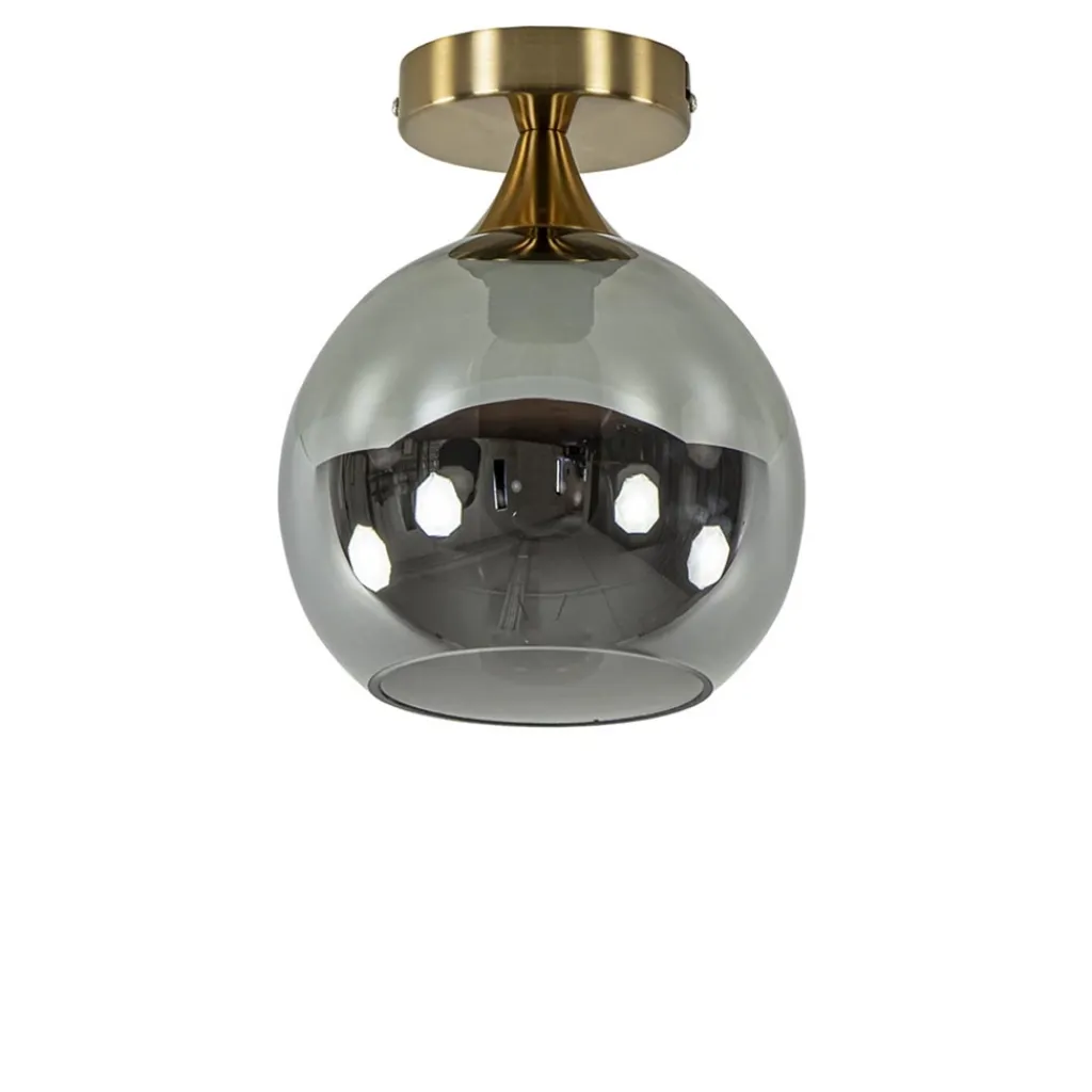 Straluma Kleine plafondlamp goud met smoke glas> Plafondlampen|Retro Verlichting