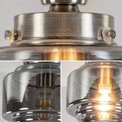 Straluma Kleine plafondlamp hal/toilet met smokey glazen kap><noscript><img width=