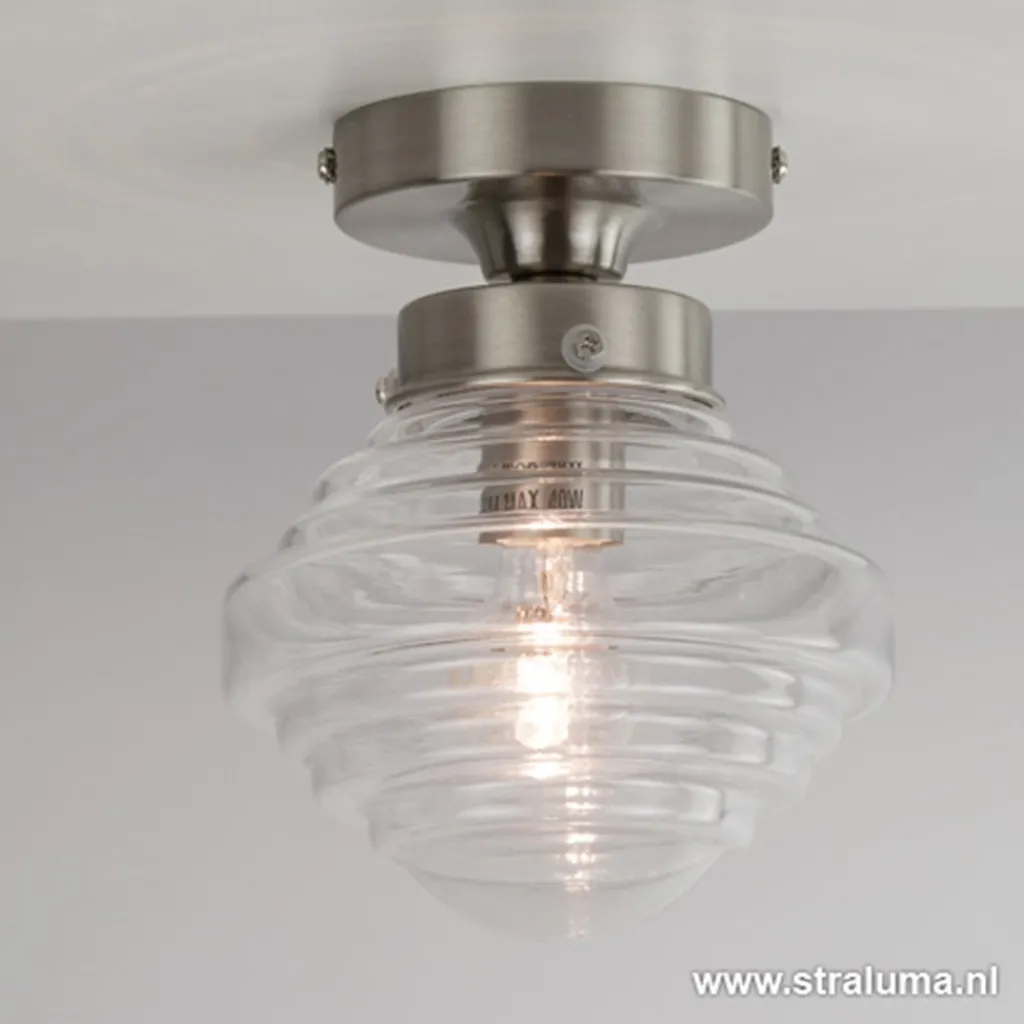 Straluma Kleine stalen plafondlamp glas helder> Plafonnières|Keukenverlichting