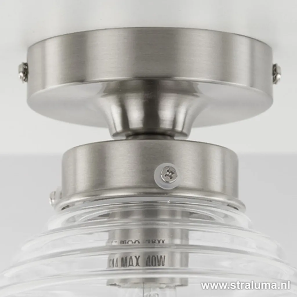 Straluma Kleine stalen plafondlamp glas helder> Plafonnières|Keukenverlichting