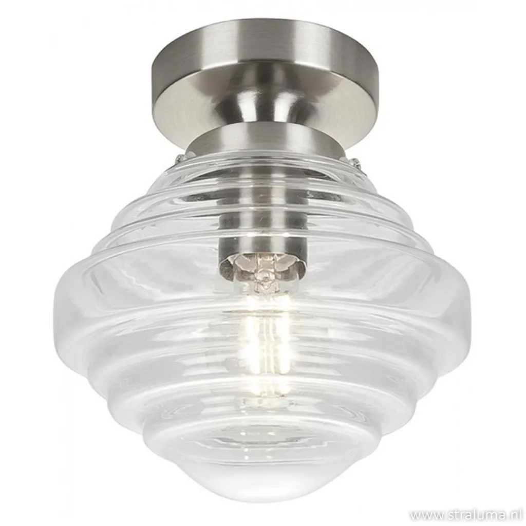 Straluma Kleine stalen plafondlamp glas helder> Plafonnières|Keukenverlichting