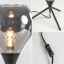 Straluma Kleine tafellamp driepoot met titanium glas><noscript><img width=