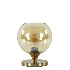 Straluma Kleine tafellamp goud met amber kleurig glas> Woonkamerlampen|Slaapkamerlampen