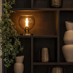 Straluma Kleine tafellamp goud met amber kleurig glas><noscript><img width=