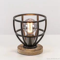 Straluma Kleine tafellamp Matrix zwart met hout> Kooilampen|Slaapkamerlampen