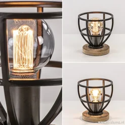 Straluma Kleine tafellamp Matrix zwart met hout><noscript><img width=