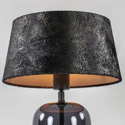 Straluma Kleine tafellamp zwart glas met stoffen kap><noscript><img width=