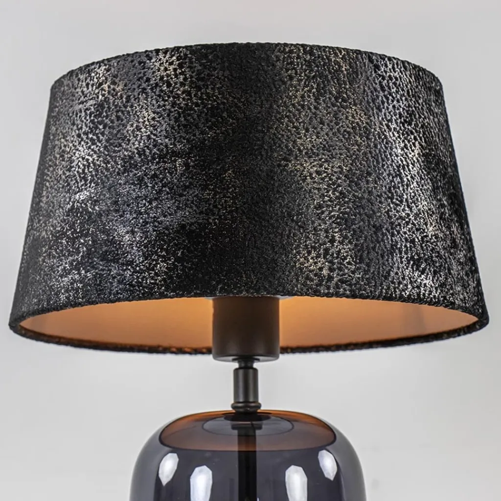 Straluma Kleine tafellamp zwart glas met stoffen kap> Tafellampen|Schemerlampen