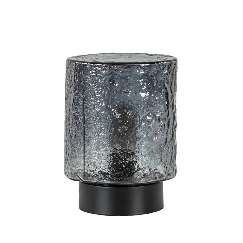 Straluma Kleine tafellamp zwart met smoke glazen kap> Tafellampen|Lifestyle Verlichting