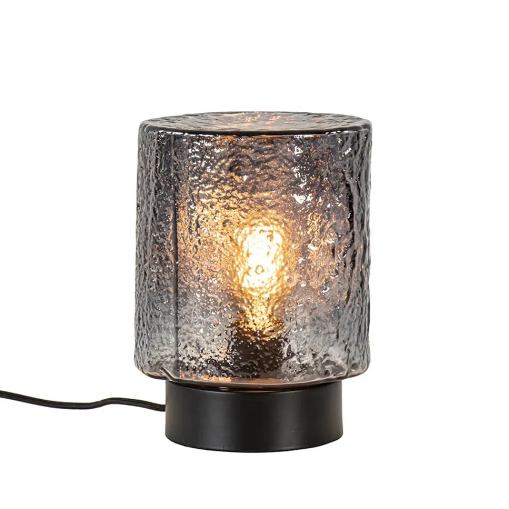 Straluma Kleine tafellamp zwart met smoke glazen kap> Tafellampen|Lifestyle Verlichting
