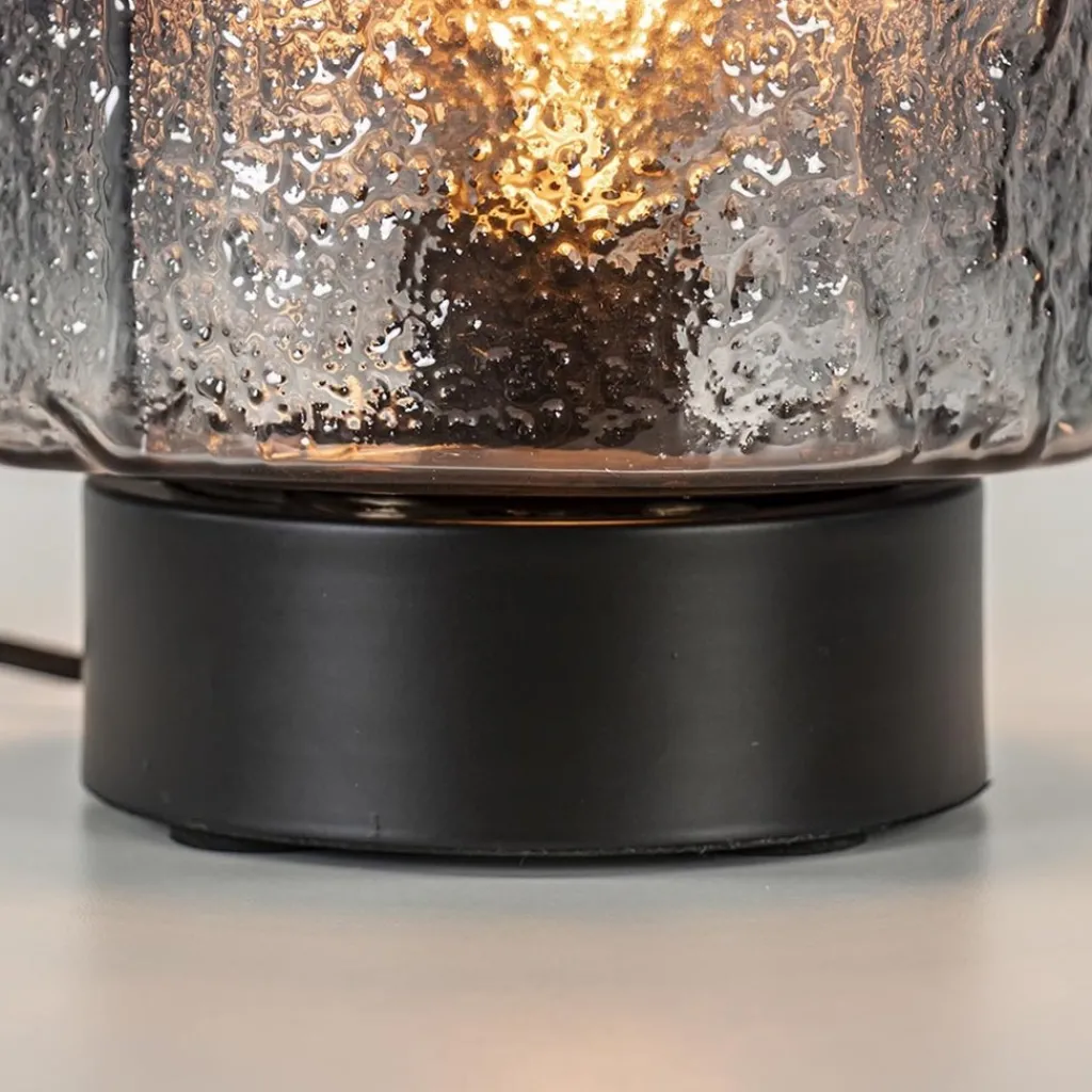 Straluma Kleine tafellamp zwart met smoke glazen kap> Tafellampen|Lifestyle Verlichting
