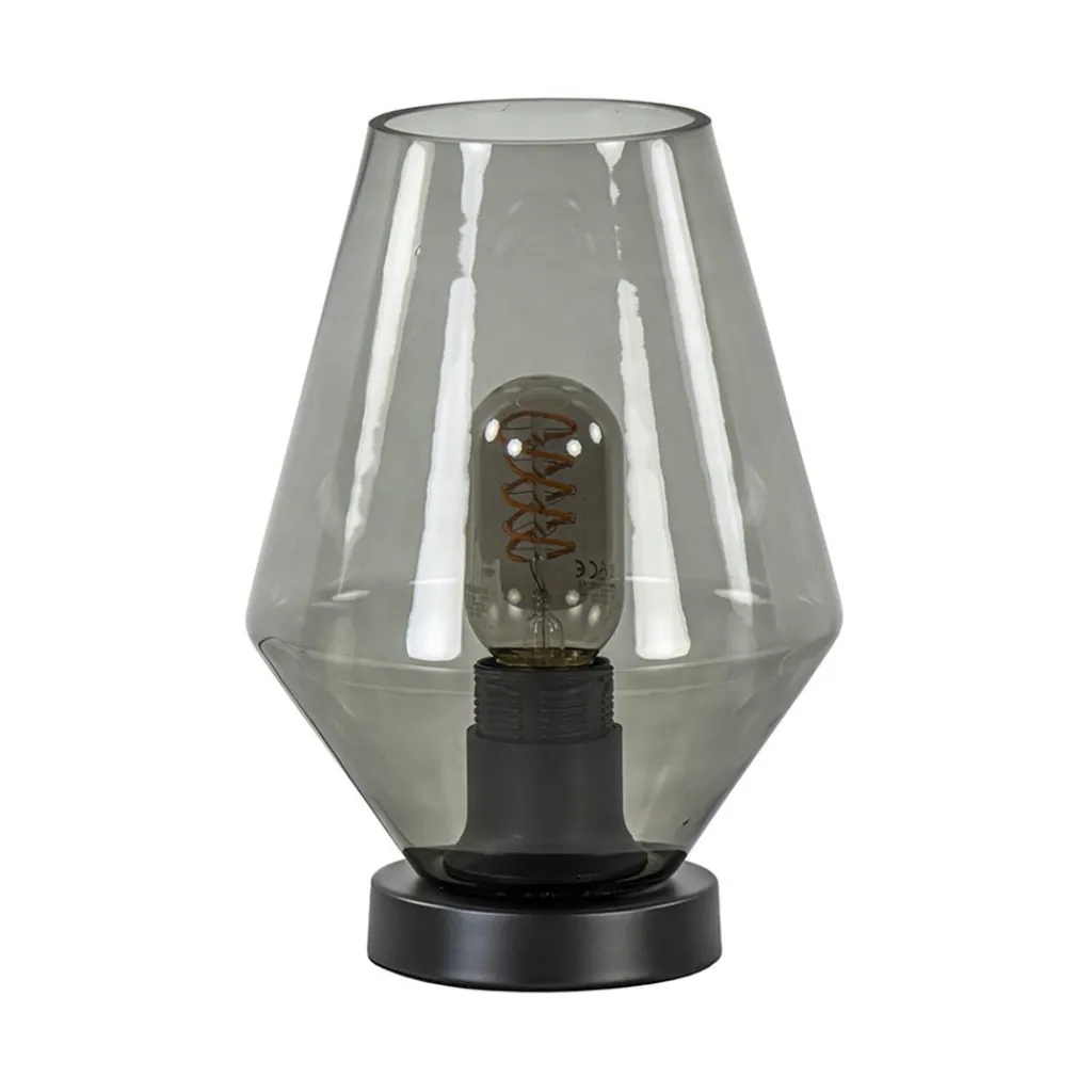 Straluma Kleine tafellamp zwart met smoke glas> Tafellampen|Klassieke Verlichting