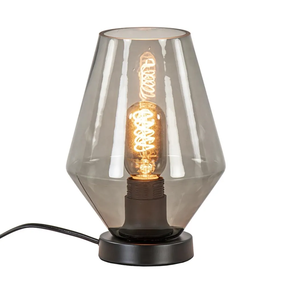 Straluma Kleine tafellamp zwart met smoke glas> Tafellampen|Klassieke Verlichting