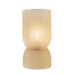 Straluma L&L grote ribglas tafellamp peach op batterijen Phoebe> Tafellampen|Light and Living