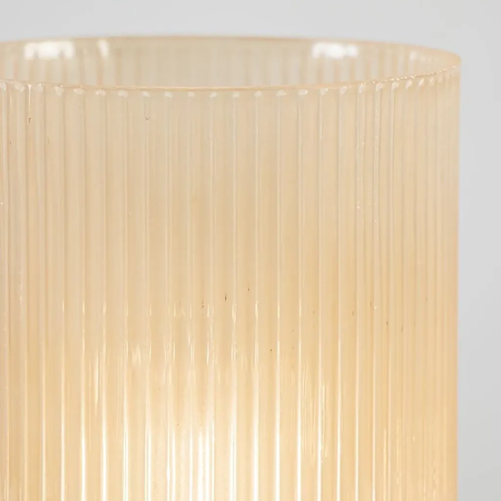 Straluma L&L grote ribglas tafellamp peach op batterijen Phoebe> Tafellampen|Light and Living