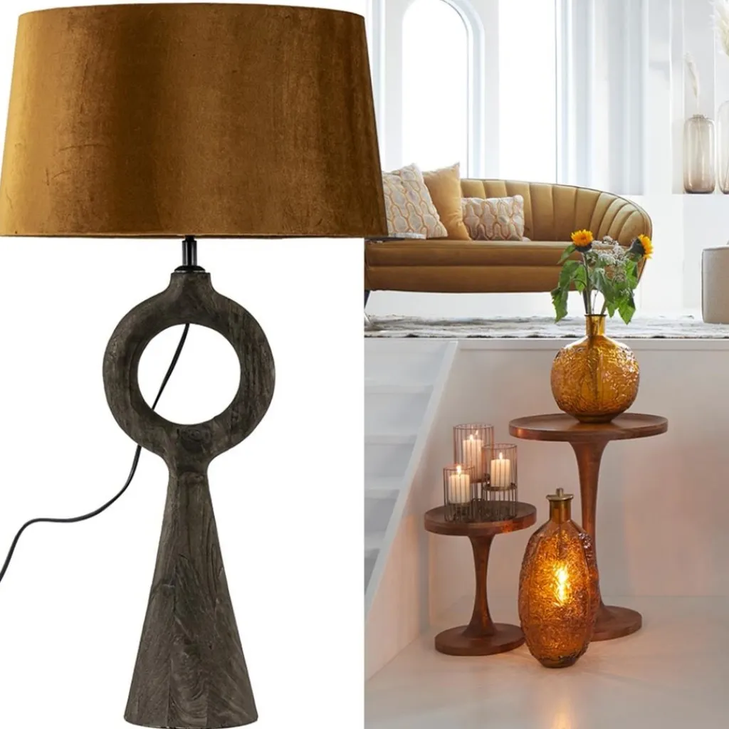 Straluma Lampvoet Sabuli hout donker bruin excl. kap> Tafellampen|Lampenvoeten