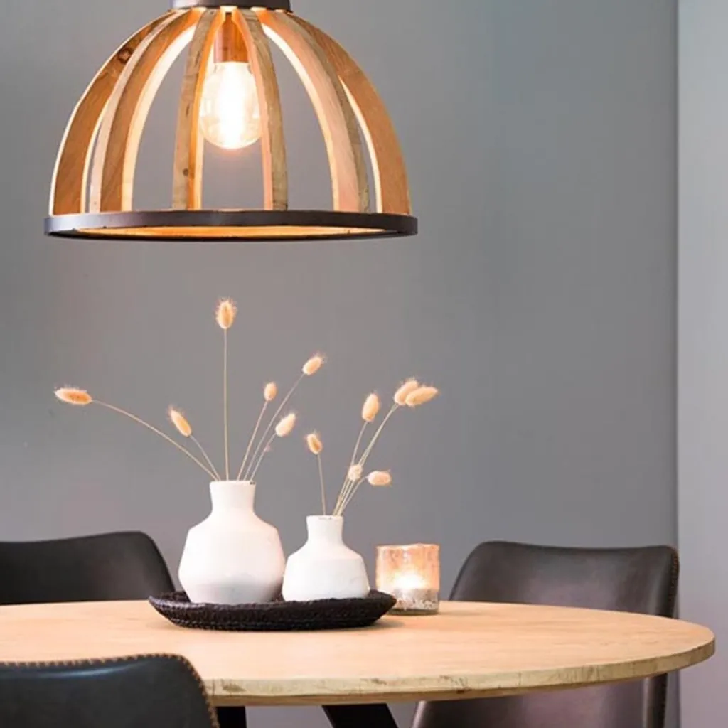 Straluma Landelijk hanglamp Djem hout/zink> Light and Living|Woonkamerlampen