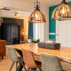 Straluma Landelijk industriële 2-lichts hanglamp hout/zink><noscript><img width=