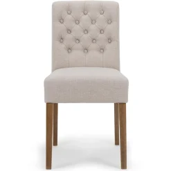 Straluma Landelijke eetkamerstoel stof met eiken pootjes> Eetkamerstoelen