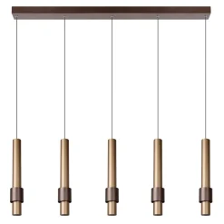 Straluma Landelijke 5-lichts LED hanglamp cilinders bruin> Hanglampen|Eettafellampen