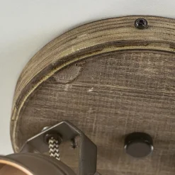 Straluma Landelijke 2-lichts opbouwspot gun metal met hout><noscript><img width=