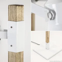 Straluma Landelijke 2-lichts vloerlamp hout met witte kappen><noscript><img width=