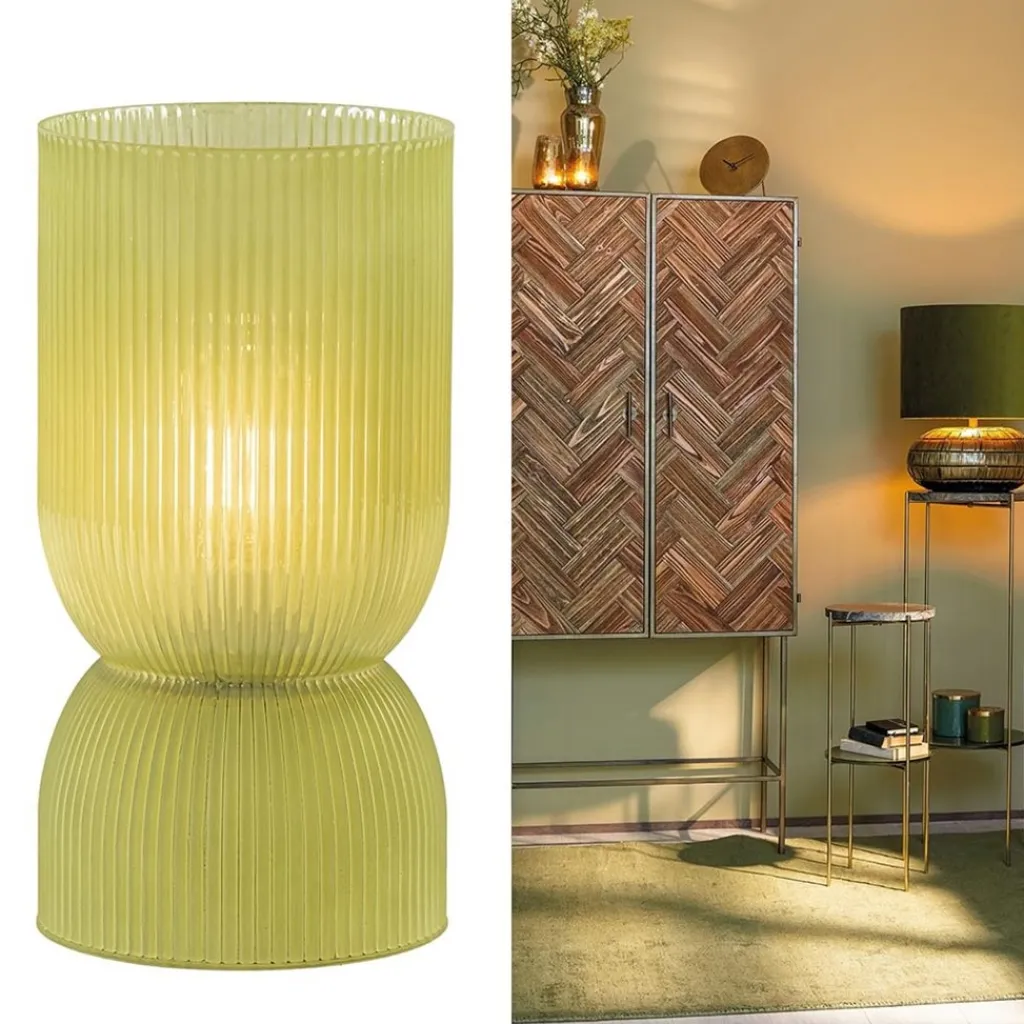 Straluma Landelijke Light and Living tafellamp olijfgroen op batterijen Phoebe> Tafellampen|Light and Living