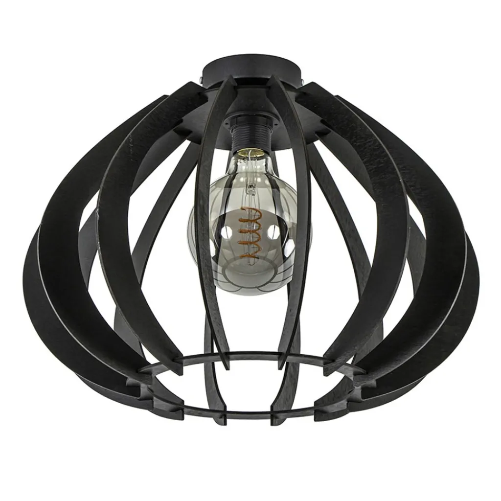 Straluma Landelijke plafondlamp hout mat zwart> Woonkamerlampen|Slaapkamerlampen